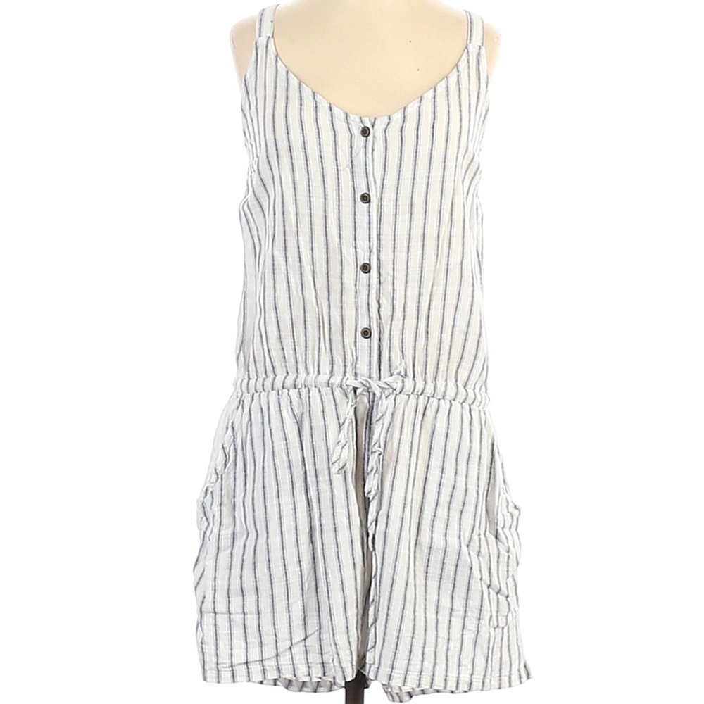 Old Navy White Striped Button Front Romper - Picture 7 of 7